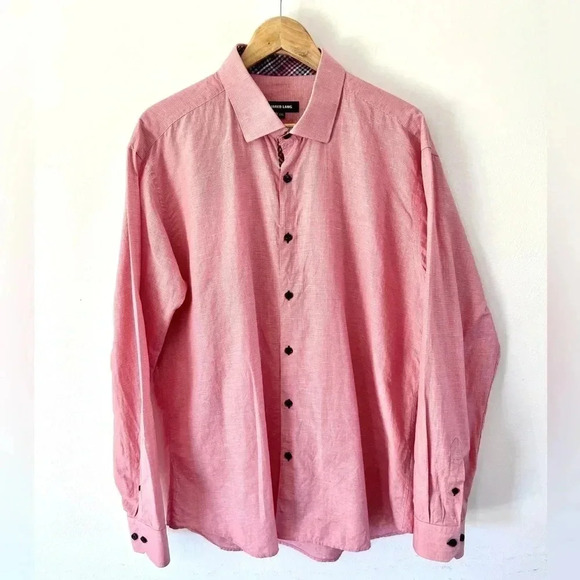 Jared Lang Red & White Small Gingham Print Button Down Flip Cuff Dress Shirt 2XL - Picture 2 of 10